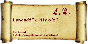 Lancsák Mirkó névjegykártya